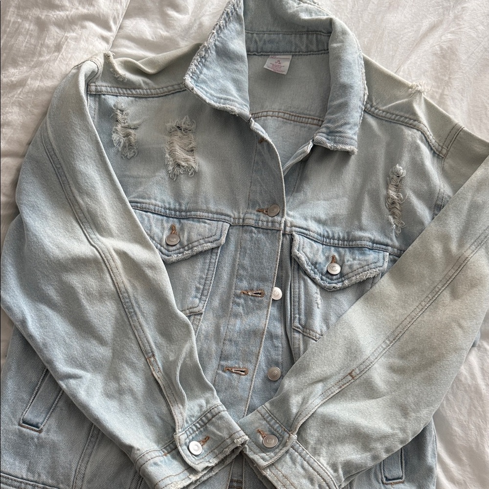 Light Blue Distressed Denim Jacket